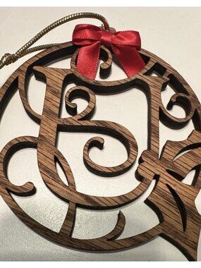 Wood Vine Letter “U”  Monogram Wood  Christmas Ornament 4”